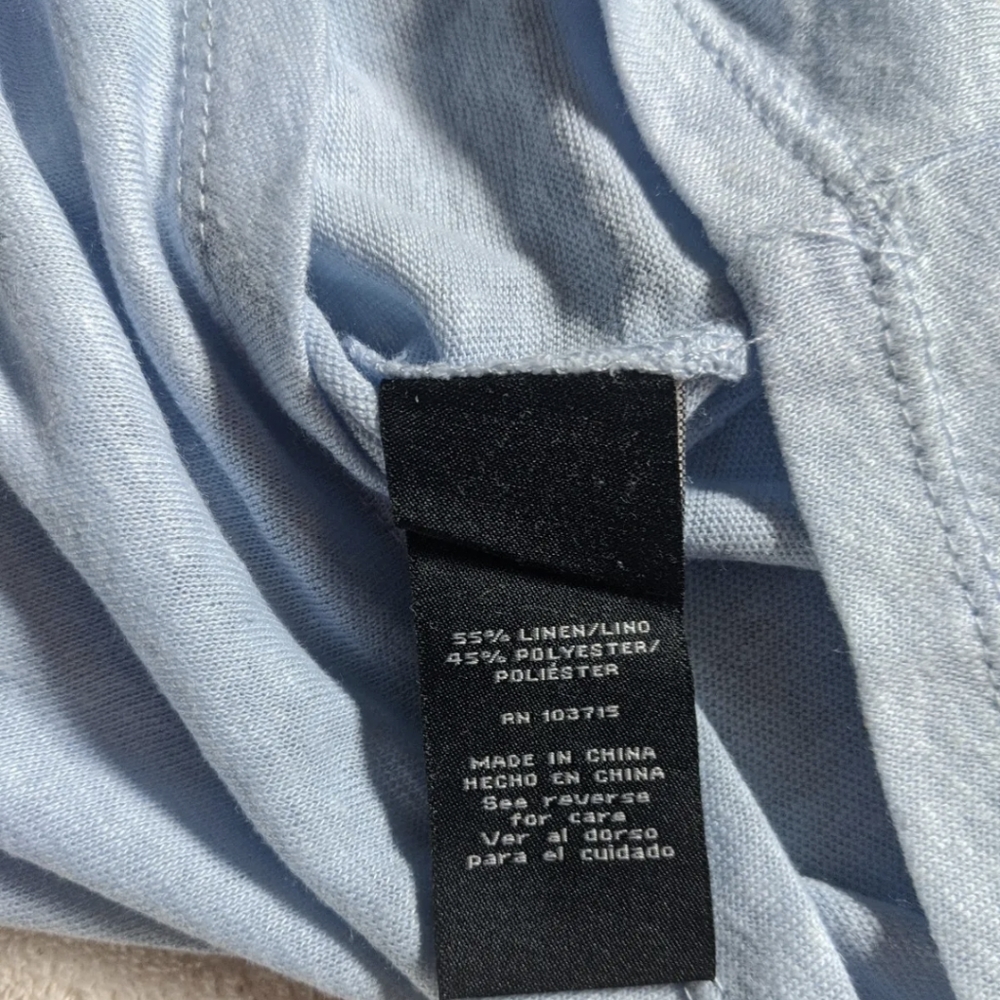 NWT Women's Zac & Rachel Chambray Blue Flutter Sleeve Linen Knit Top - Medium. - Picture 11 of 11
